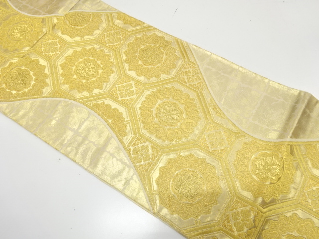 JAPANESE KIMONO / ANTIQUE FUKURO OBI / SILK / WOVEN FLORAL SHOKKO